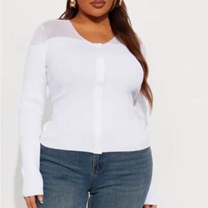 Women's White Button-Up Sweater